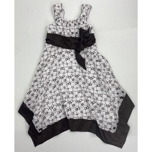 2004 My Michelle Girls Handkerchief Hemline Dress Brown - Girls Size 10